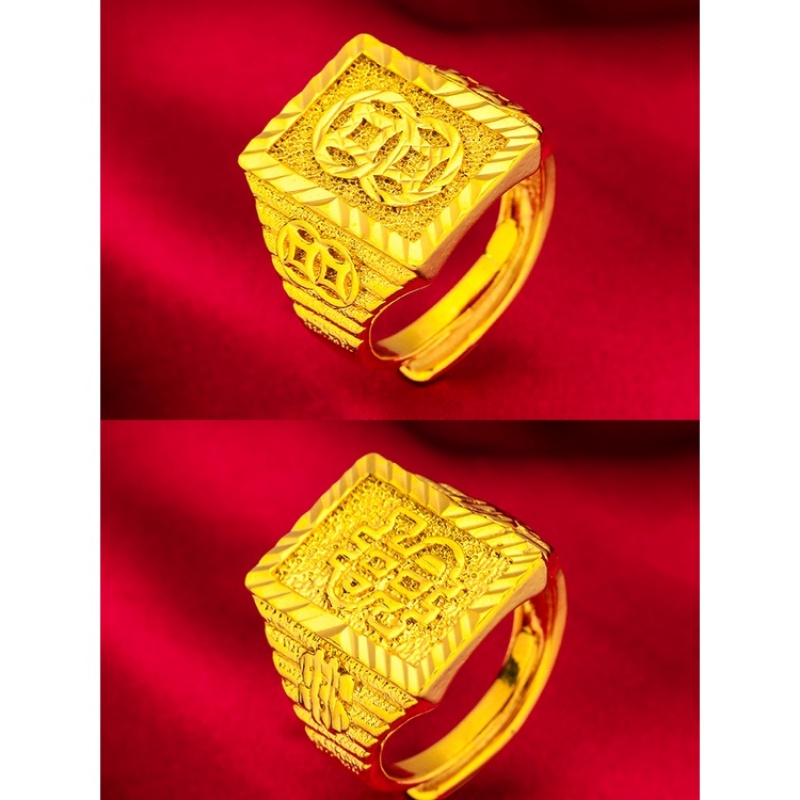 Goldkingdom Aksesoris Perhiasan Fashion Ready Stock Berlapis Emas Pria Mendominasi Cincin Mahkota Sempoa Cincin Besar