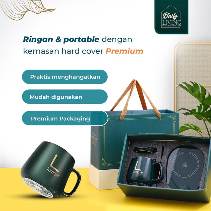 Electric Mug Warmer Mug Pemanas Air Premium Daily Living Cangkir Pemanas Minuman Elektrik / Sovenir Hadiah