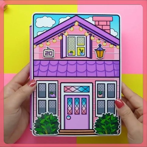 CAT01 Toca Boca Purple House Paper Book Viral Paper Doll Quiet Book Terkini