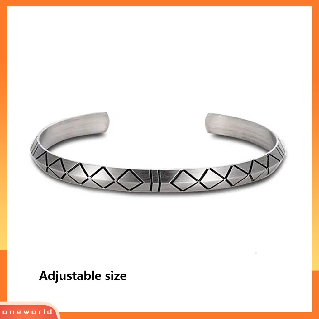 [EONE] Pria Gelang Bukaan Adjustable Warna Perak Twist Boho Hiasan Pergelangan Tangan Mudah Dipakai Ikan Surat Melengkung Lengan Gelang Pria Perhiasan
