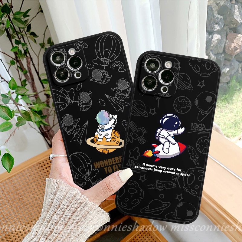 Casing Astronot Luar Angkasa NASA Lucu Untuk Infinix Hot 11 10 12 9 Play Hot 12i 11 9 8 12 20 11s 20s 10t 10s 10Lite Smart4 5 6 Plus Note 12 G96 11 12pro 812 2023 Straight Edge Sarung Soft Case