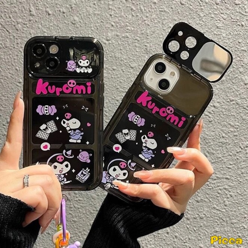 Kartun Lucu Kuromi Gelang Case Untuk Vivo Y11 Y17 Y12i Y12 Y20 Y15 Y91C Y1S Y20i Y11s Y20s G Y20G Y12s Y12A Y30G Y20A Kreatif Flip Make Up Cermin Lembut Penutup Belakang