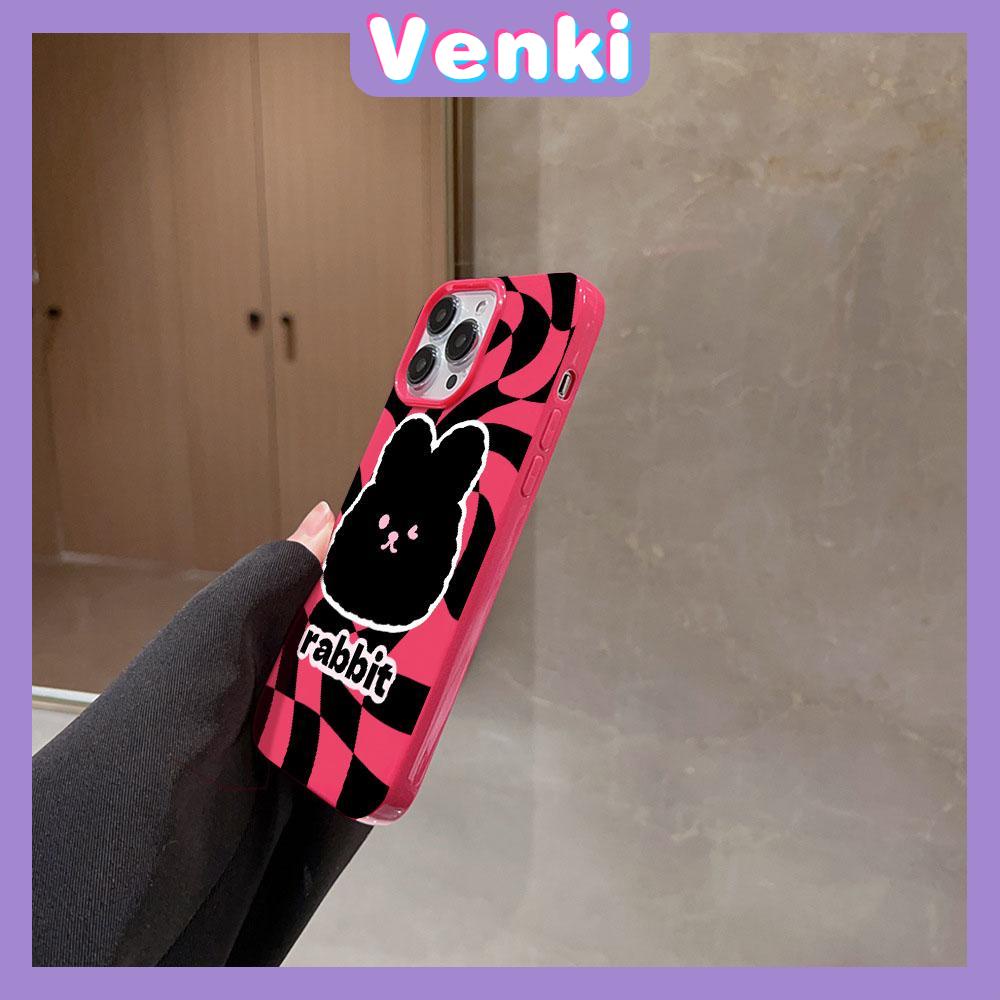 VENKI - For iPhone 11 iPhone Case Pink Glossy TPU Soft Case Shockproof Protection Camera Cute Cute Rabbit Compatible with iPhone 14 13 Pro max 12 Pro Max xr xs max 7Plus 8Plus