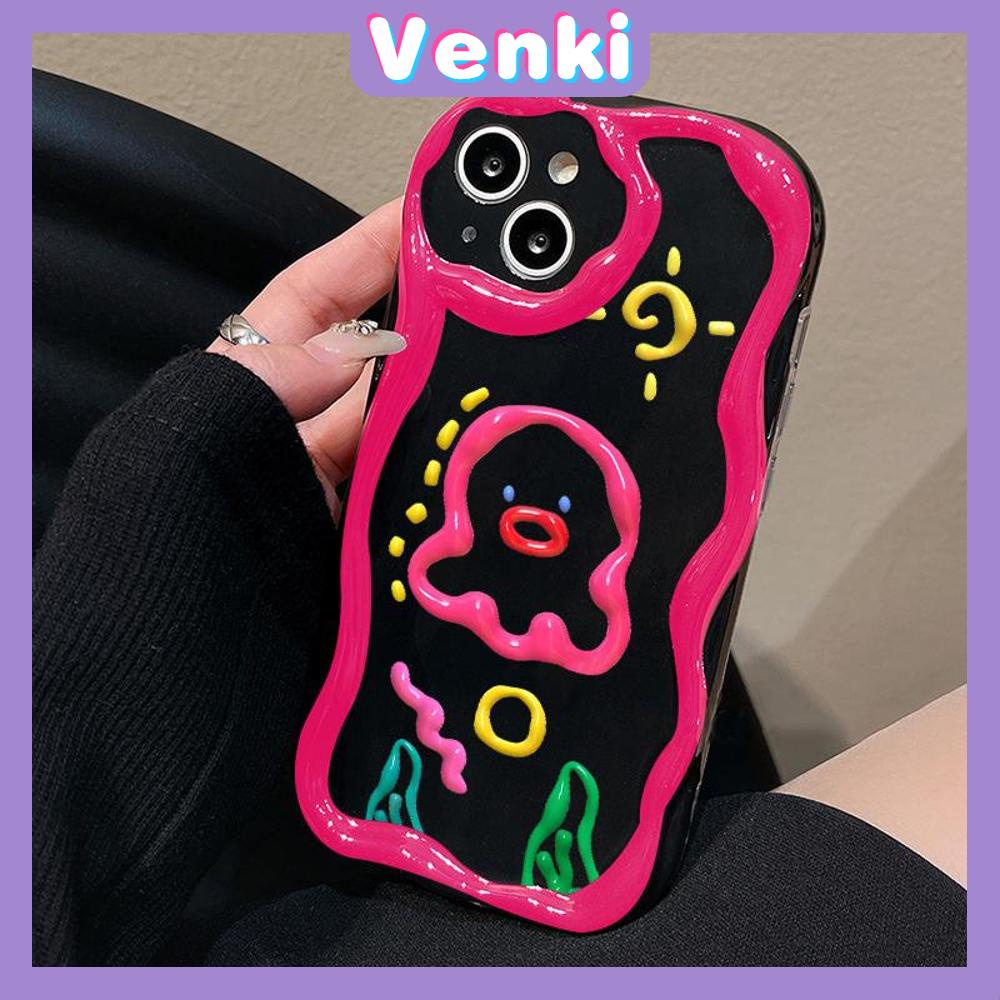 VENKI - For iPhone 11 iPhone Case Black Glossy TPU Soft Case Shockproof Protection Camera Abstract Cartoon Compatible with iPhone 14 13 Pro max 12 Pro Max xr xs max 7Plus 8Plus