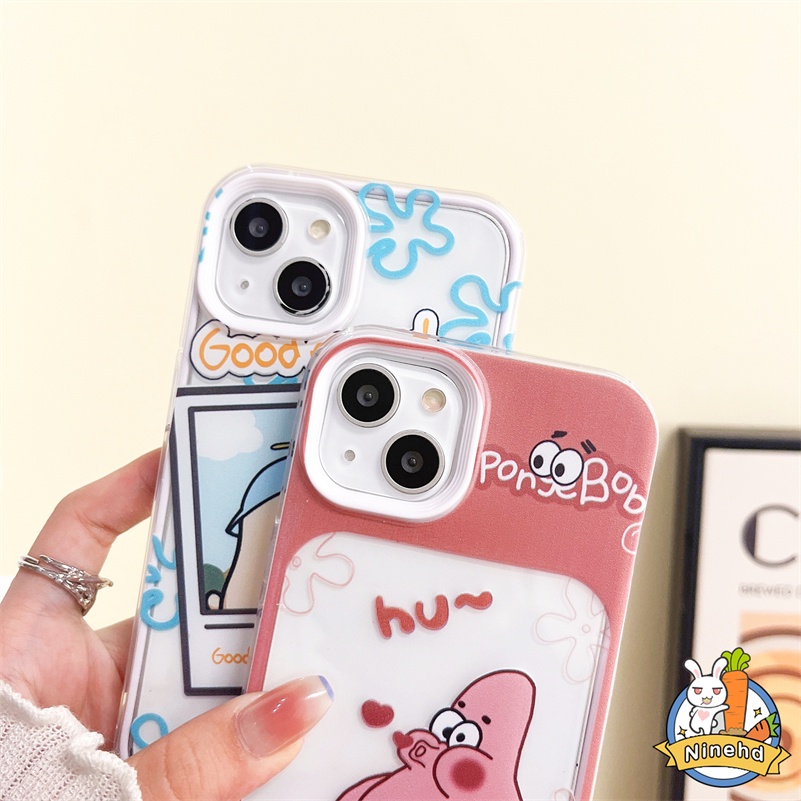 IPHONE Patrick Star Casing Kompatibel Untuk Iphone14 13 12 11 Pro Max X Xr Xs Max 8 7 6 6s Plus SE Removable 3-in-1 Lensa Tinggi Casing Ponsel Silikon Transparan Anti Jatuh Cover Pelindung