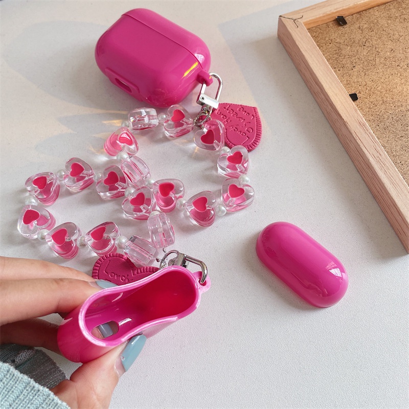 Rose Red Airpods1 /2 Airpods Pro Pelindung Case Kartun Bluetooth Earphone Silikon Penutup Pelindung Nirkabel Earphone Rantai Dekorasi Hadiah