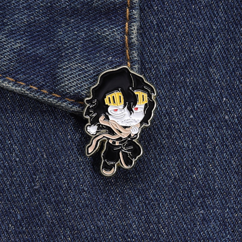 Cute Aizawa Shota Eraser Enamel Pin Fashion Kartun Aizawas Logam Bros Lencana Anime Perhiasan Pahlawanku Akademisi Fans