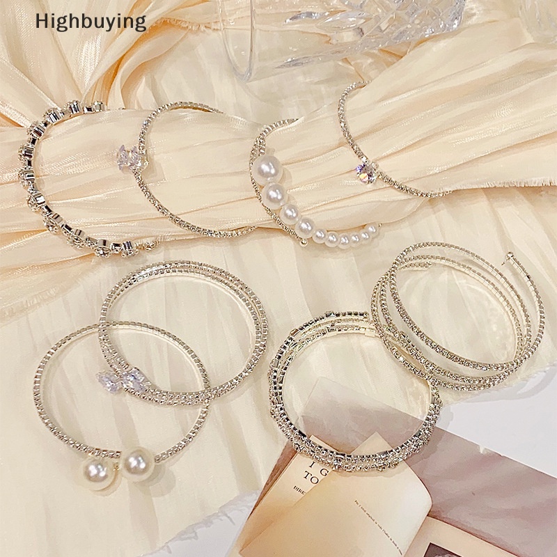 Hbid Gelang Mutiara Imitasi Kristal Elegan Multilayer Stretchable Pearl Bracelet Gelang Mutiara Untuk Wanita Perhiasan Pengantin Hadiah Glory