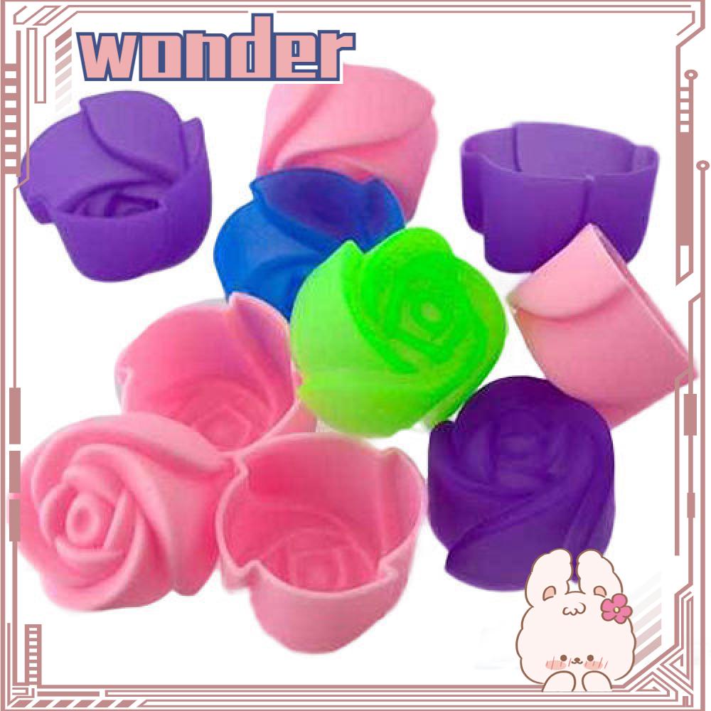 Wonder 8pcs Cetakan Kue Silikon Warna Random Jelly Coklat Bunga Mawar