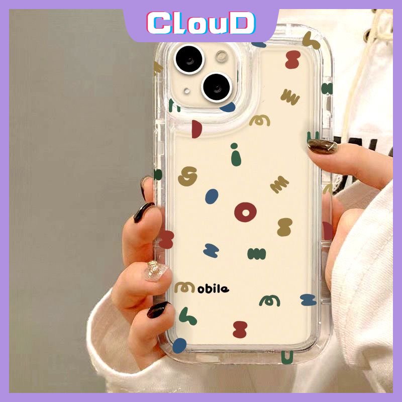 IPHONE Casing Huruf Alfabet Sederhana Tpu Lembut Bening Kompatibel Untuk Iphone11 Pro MAX XR 7Plus 11 14 13 12 Pro Max6 8 6S 7 Plus X XS MAX SE 2020 Shockproof Airbag Pasangan Penutup Belakang