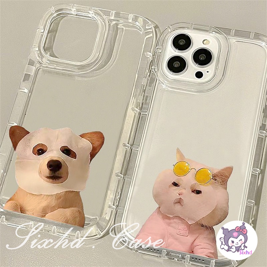 Untuk Redmi Note 12 11 11s 10s 9s 10Pro Redmi 12 12C 10C 11A 10A 9C 9T 9A A2 A1 Xiaomi 11 Lite Poco M3 X3Pro NFC Masker Wajah Kucing Lucu Anjing AirBag Case TPU Lembut Shockproof Cover Pelindung