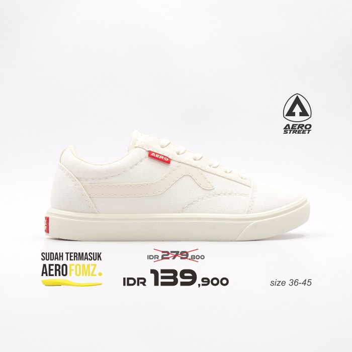 (COD) Aerostreet 36-45 Massive Low Putih -Sepatu Sneaker Casual Sport 21AA30 - 37