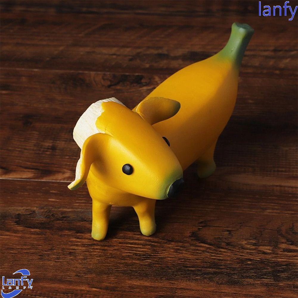 Lanfy Patung Anjing Pisang Tahan Air Kepribadian Hadiah Unik Untuk Taman Outdoor Home Decor Hiasan Meja Mudah Digunakan Patung Resin