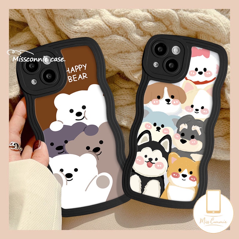 Casing Puppy Lucu Tepi Bergelombang Untuk Infinix Smart4 6 5plus Hot10 12 9 11 Play Hot 20 8 9 10s 20s 11s 12i 10 10Lite 12 Pro Note 12 G96 10 Pro Soft Tpu Kartun Lovely Bear Cover Belakang