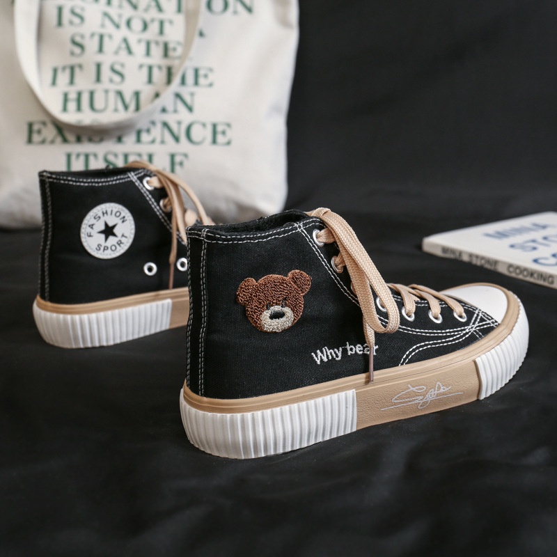 ❀ Chingu ❀ SEP032 (Tanpa Kotak) Sepatu Sneakers Wanita Why Bear Kanvas Sporty Model Korea Fashion Casual Sport Olahraga Import COD