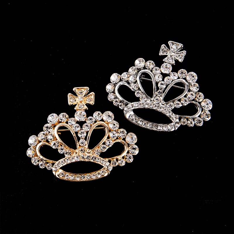 Beyen Fashion Mahkota Bros Berlian Imitasi Pin Gaun Dekorasi Gesper Pin Perhiasan Aksesori ID