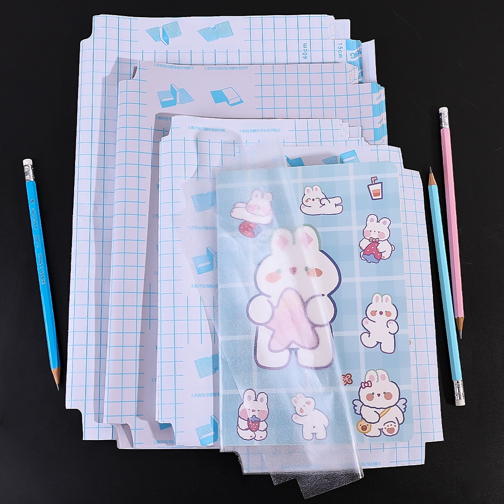 [Unggulan] 10pcs Notebook Pelindung Frosted Self Adhesive Book Cover Tahan Air Anti Minyak Polusi Slipcases Buku Teks Pembungkus Film Perlengkapan Kantor Sekolah Alat Tulis Siswa