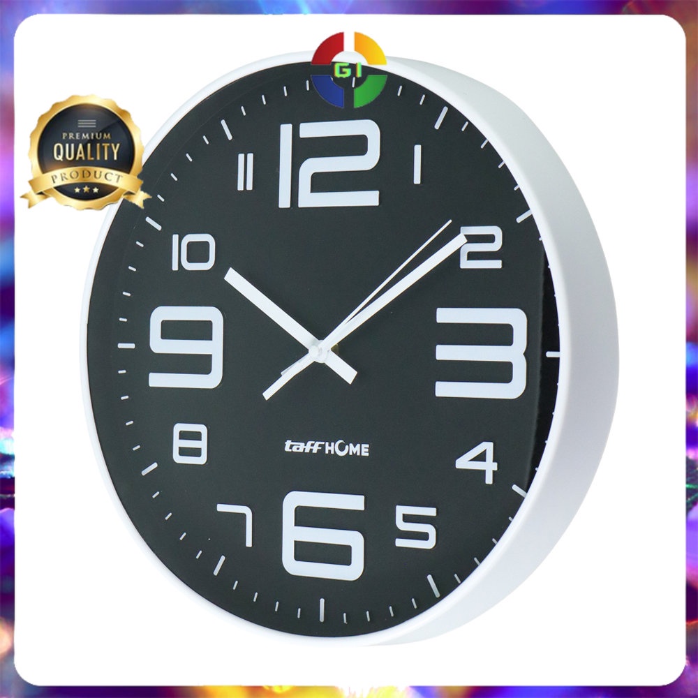 Jam Dinding Bulat Quartz Creative Design Modern Black