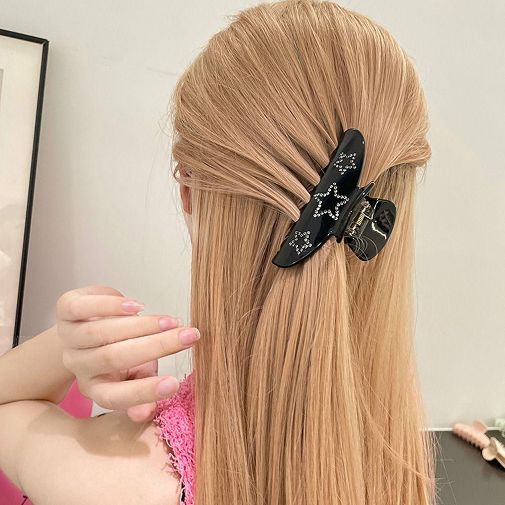 Fishstick Star Hair Claw Elegan Fashion Hiasan Kepala Manis Gaya Y2k Hair Crab Clip Gadis Jepit Rambut Ponytail Holder Zirkon Kristal Korea Hair Clips