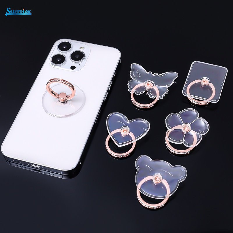 Berlian Modis Indah360° Rotasi Derajat Dudukan Cincin Jari Ponsel Transparan Universal Phone Holder Mount