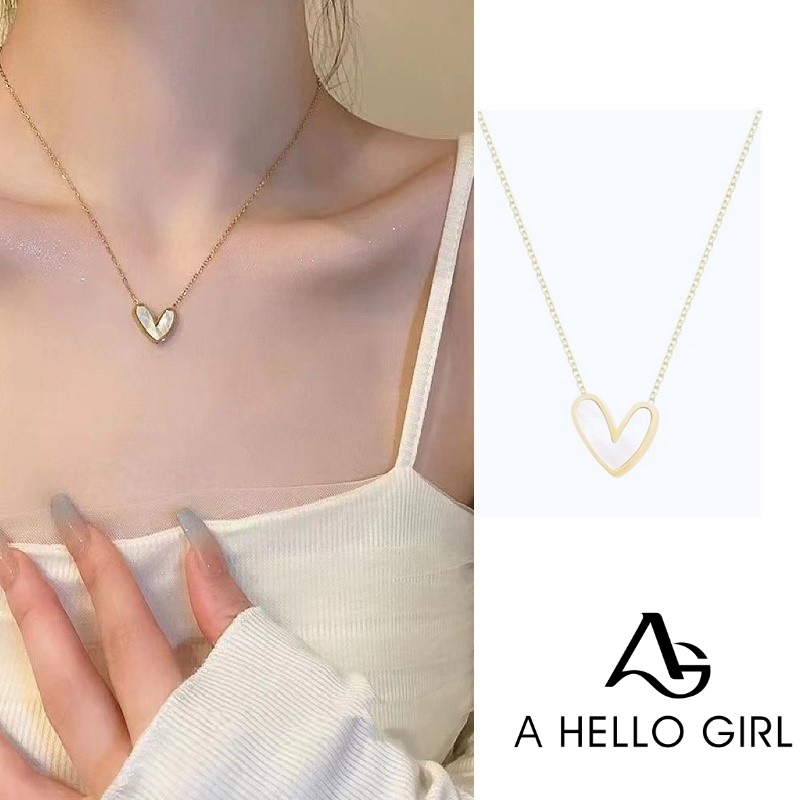 Ahellogirl Kalung Cinta Mode Cahaya Mewah Desain Pribadi Serbaguna Gaya Minimalis Canggih Liontin Necklaces