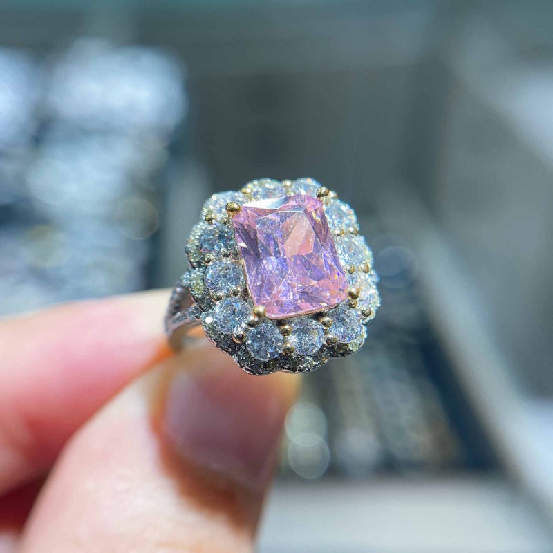 Goldkingdom Aksesoris Perhiasan Fashion Ready Stock Mewah Warna-Warni Cincin Putri Alami Argyle Pink Berlian Persegi Tas Cincin Perempuan.