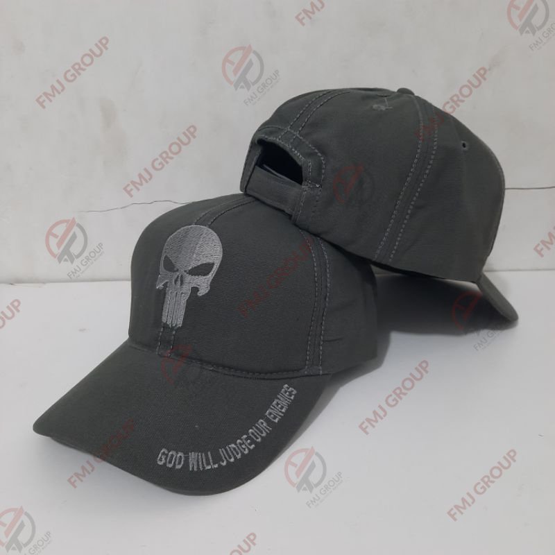 Topi Baseball Punisher Abu Hitam Canvas