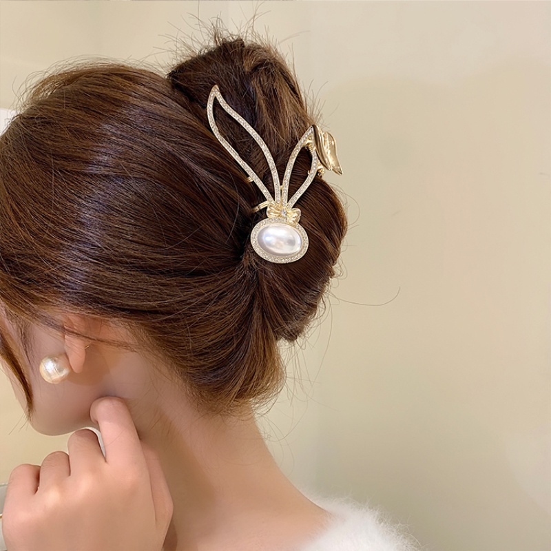 Halus high-end sense rabbit pearl Jepit Rambut Wanita Korea fashion Besar Ambil Klip