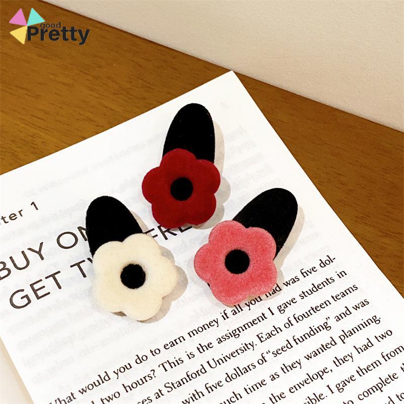 Jepit Rambut Wanita Korea Retro Velvet Flower Hair Clip Women High-end Bangs Side Clip Head Ornament - PD