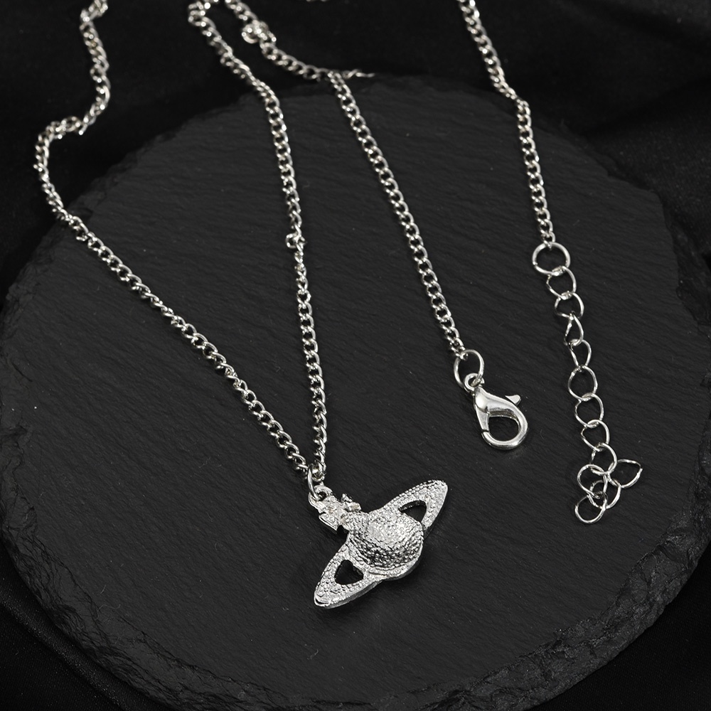 Wanita Bersinar Bintang Planet Baja Titanium Liontin Kalung/Ladies Charm Necklaces/Kalung Klavikula Elegan/Kalung Rantai Kepribadian Perempuan/Kalung Choker Populer