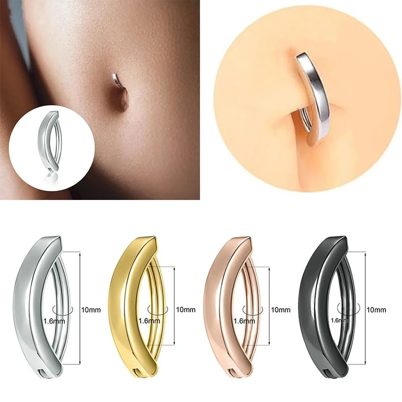 Halus Stainless Steel Belly Button Rings Fashion Pusar Kuku Sederhana Geometris Pusar Perut Kuku Gadis Trendi Perhiasan Aksesoris Tubuh Perut Bar Tindik Perhiasan