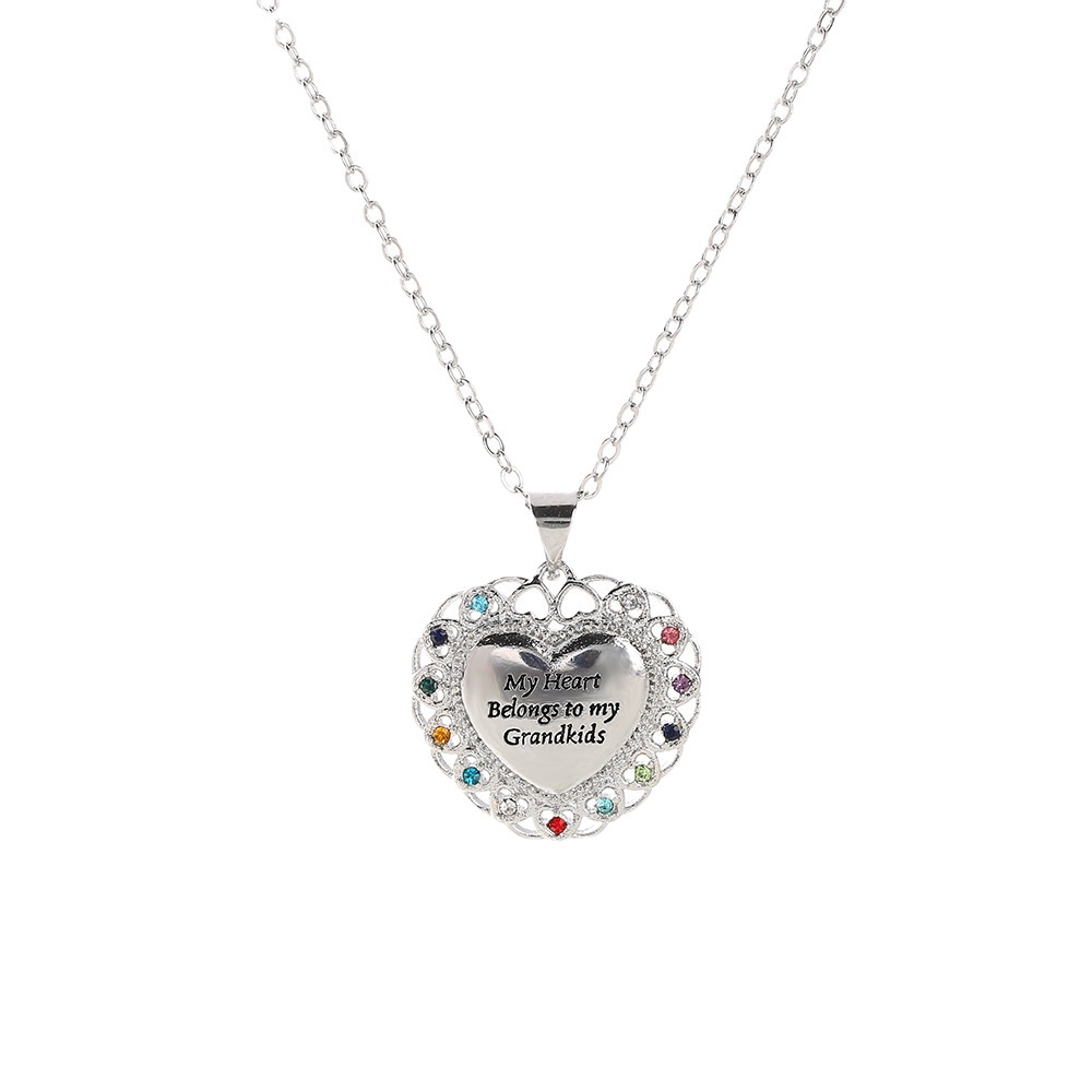 Goldkingdom Aksesoris Perhiasan Fashion Ready Stock12 Birthstone Liontin Berbentuk Cinta Kalung Penuh Berlian Perempuan