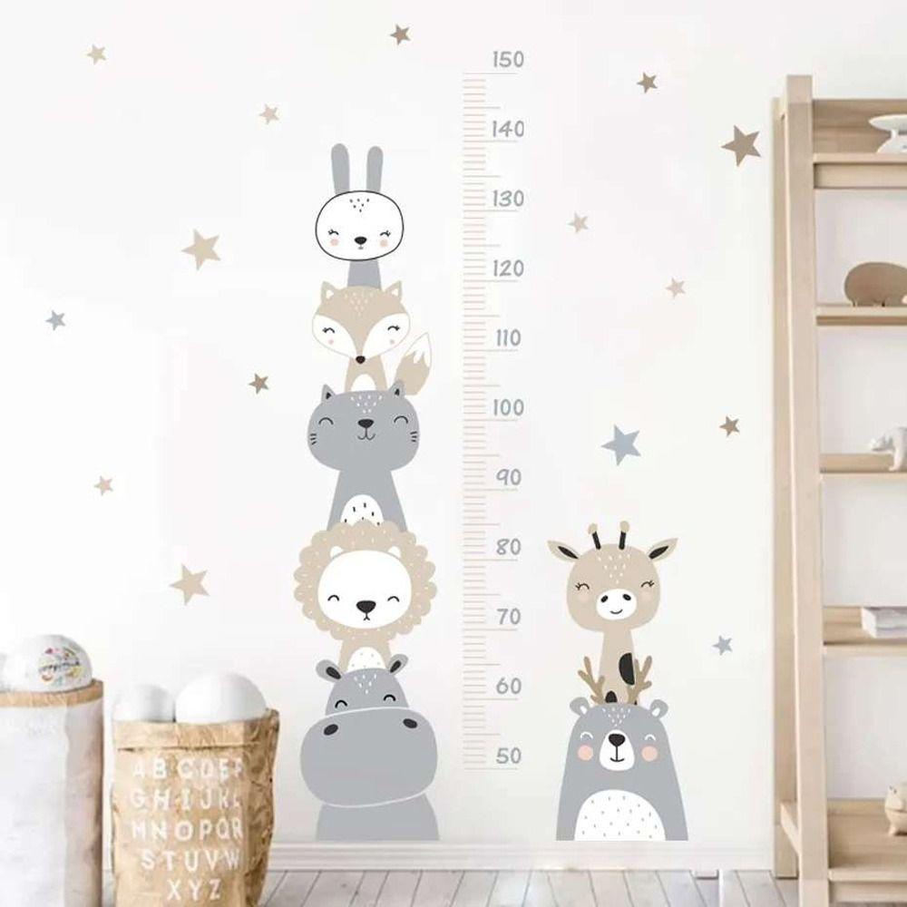 Needway Pengukur Tinggi Badan Stiker Dinding Lucu Tahan Air Perlengkapan Perawatan Bayi Hippo Kelinci Singa Hewan Pola Beruang Baby Nursery Wall Decals