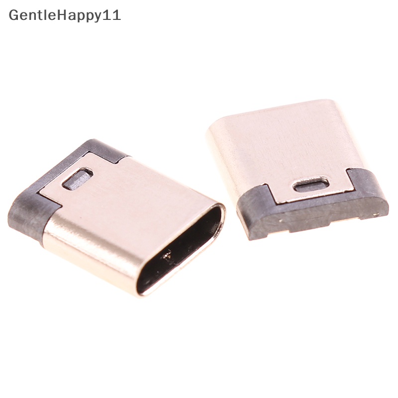 Gentlehappy 10pcs Type-C 2pin Solder Female 3A Soket Arus Tinggi Konektor USB id