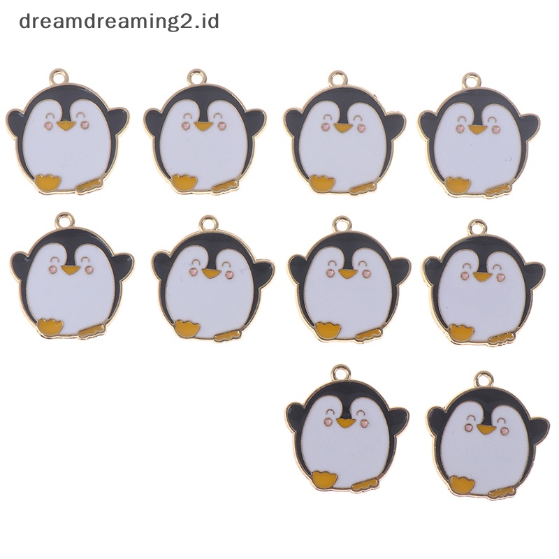 (drea) 10pcs/set charm enamel ch Pinguin Kartun Untuk Membuat Perhiasan Liontin//