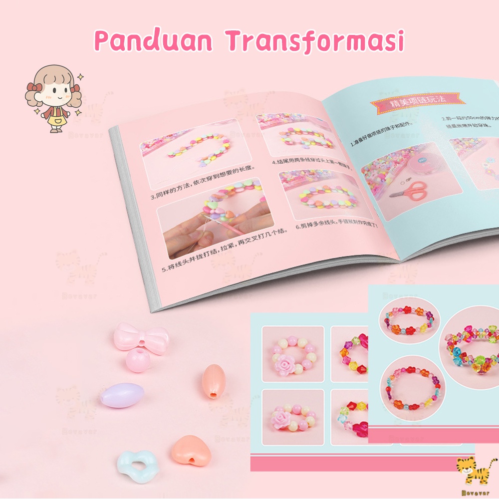 ID Bevavar Mainan Edukasi kreatifitas anak Meronce Gelang/big beaded set Kotak Manik Meronce/set DIY kalung/gelang/cincin anak