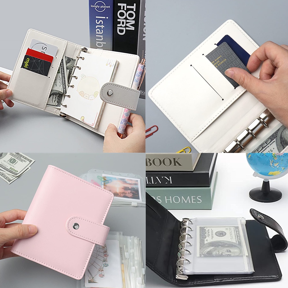 A7 Binder Notebook Dengan 8pcs Zipper Bag 2023amplop Cash Bills Organizer Folder Penyimpanan Untuk Penganggaran Hemat Uang Daily Planner PU Leather Notebook