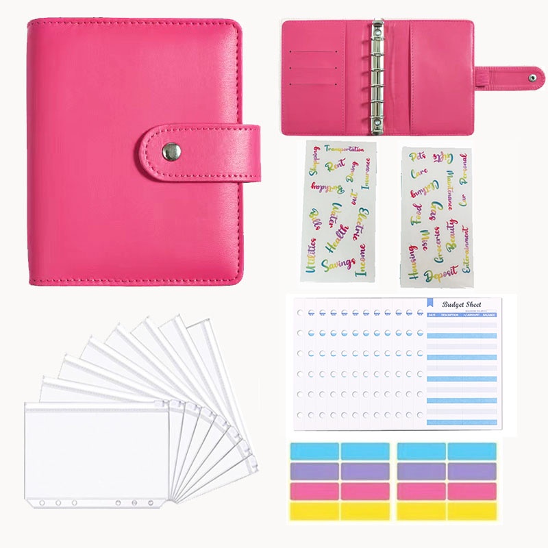 A7 Pengikat Anggaran Dengan Resleting Amplop Tagihan Tunai Organizer Folder Penyimpanan Untuk Menabung Penganggaran Uang Daily Planner PU Leather Notebook