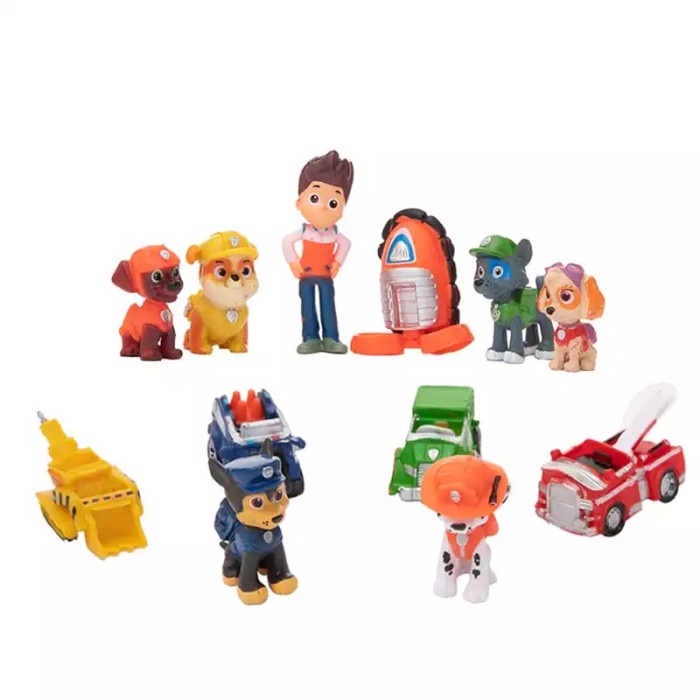 ACTION FIGURE PAW PATROL SET ISI 12 PCS MAINAN TOPPER CAKE PAJANGAN