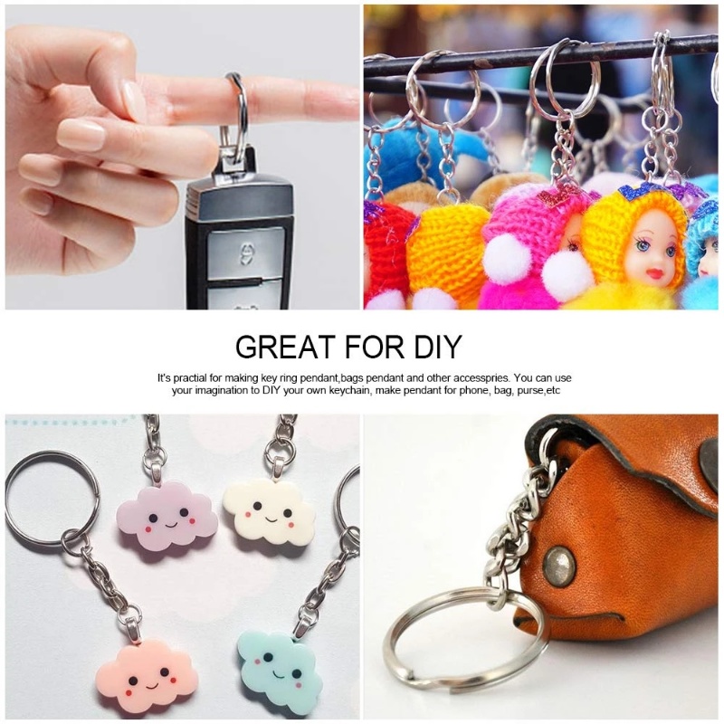 10pcs/set Cincin Lompat Terbuka Pin Mata Gantungan Kunci/Membuat Perhiasan Aksesoris Kit/DIY Epoxy Resin Gantungan Kunci Key Ring Liontin