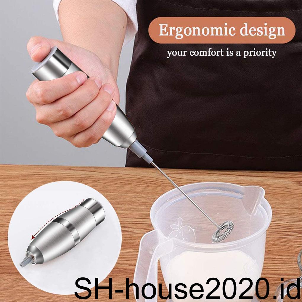 Milk Frother Electric Hand Held Pengocok Telur Stainless Portable Dapur Kopi