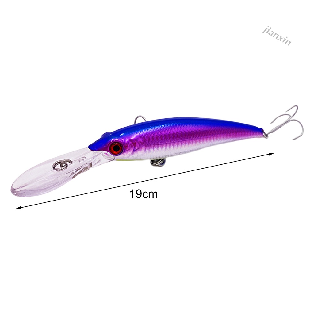 [Jianxin] 19cm/48g Pemancingan Umpan Kulit Hidup Universal 3D Fisheyes Tajam Kait Tahan Aus Menangkap Ikan Simulasi Kapal Troli Memancing Lidah Panjang Ikan Kecil Umpan Perlengkapan Memancing