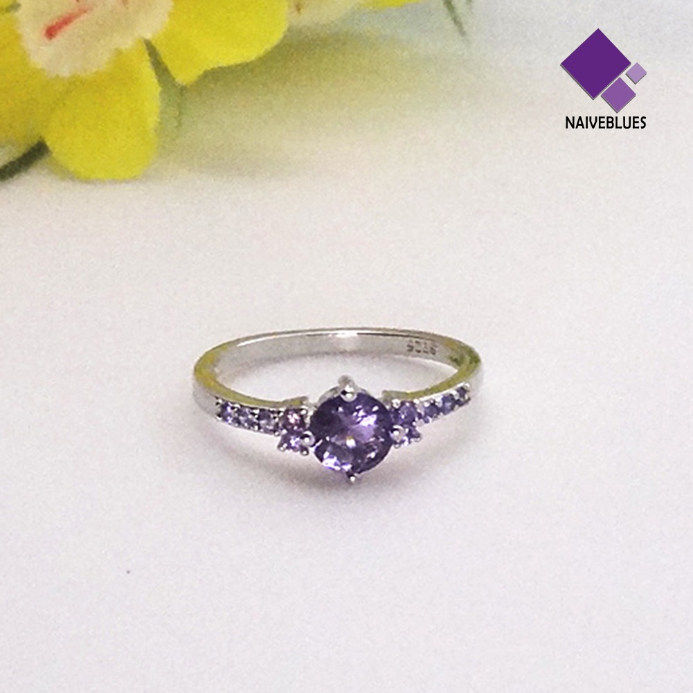 &lt; Naiveblues &gt; Mewah Wanita Faux Amethyst Bertatahkan Jari Cincin Pernikahan Pertunangan Hadiah