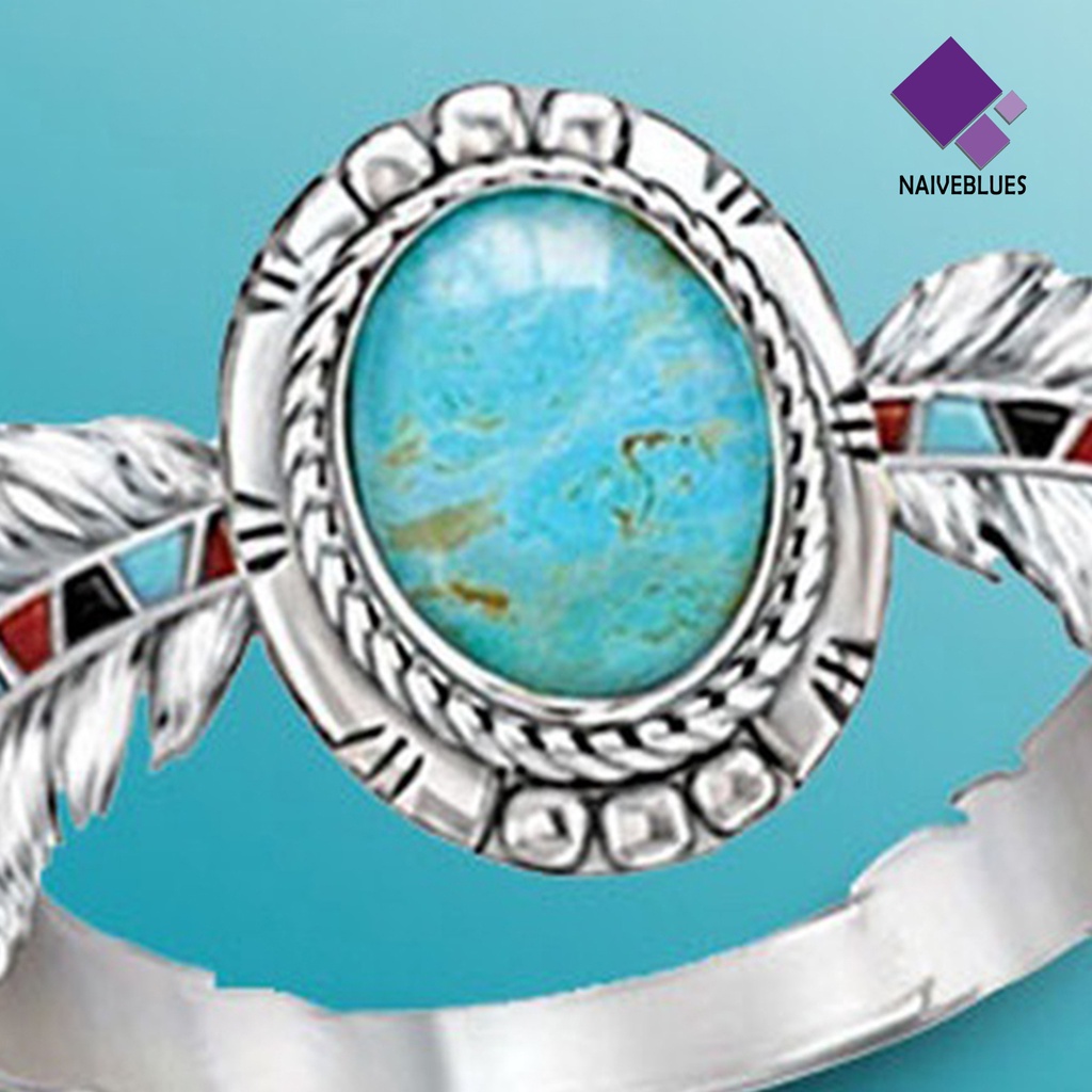 &lt; Naiveblues &gt; Gaya Etnik Pernyataan Sederhana Vintage Cincin Wanita Turquoise Eagle Ring Jewelry