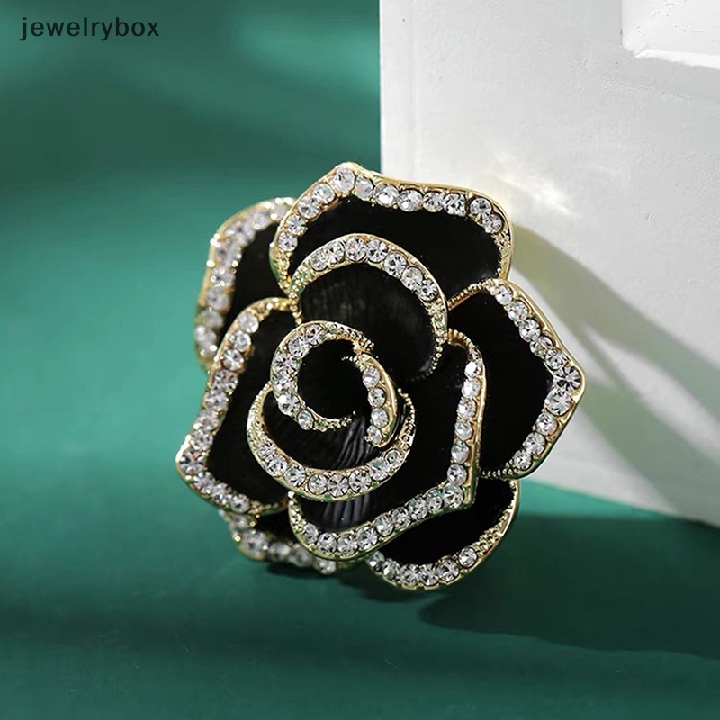 [jewelrybox] 1pc Bros Bunga Camelia Berlian Imitasi Untuk Wanita Enamel Pin Fashion Perhiasan Butik