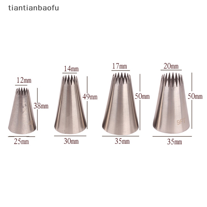 [tiantianbaofu] 4 Pcs Besar Icing Piping Nozzle Kue Baking Cookie Cupcake Piping Nozzle Dekorasi Butik