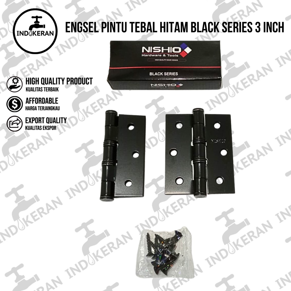 INDOKERAN - Engsel Pintu Tebal Hitam Black Series 3 Inch