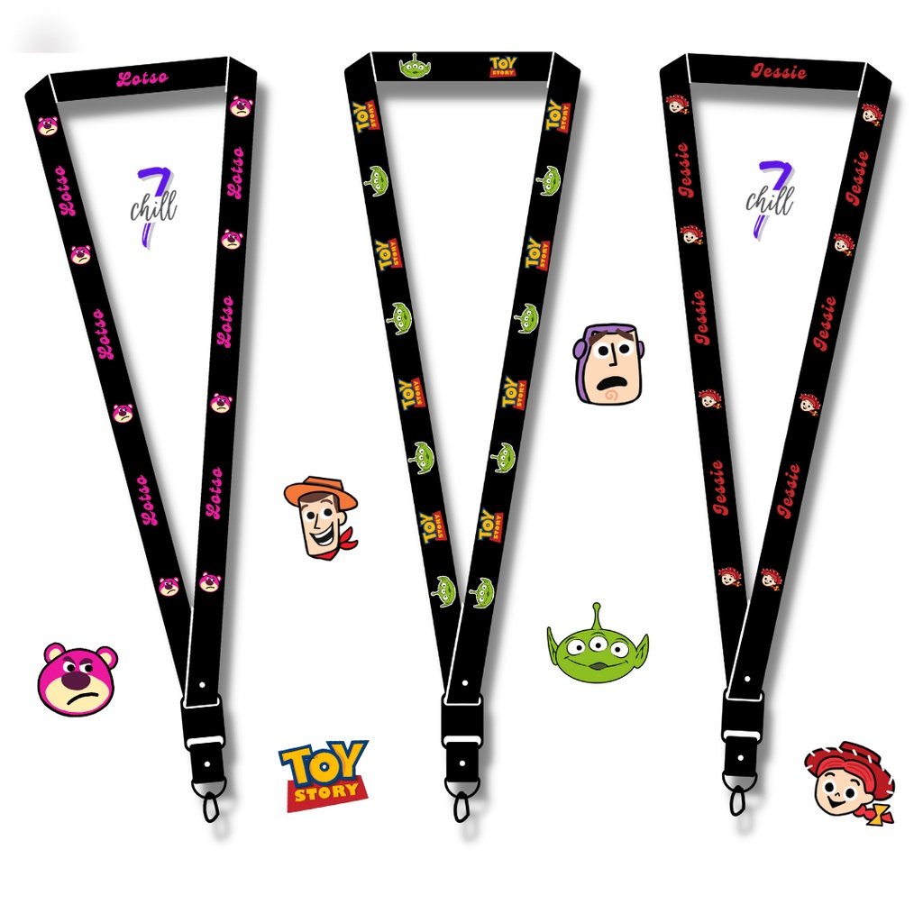 

Lanyard Toy Story Woody BuzzLightyear Lotso ID Card Custom Kartun Tali Gantungan Pods Name Tag Kartu Nama