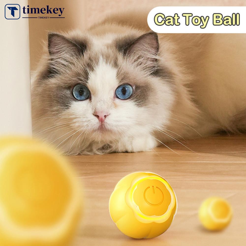 Timekey Bentuk Bunga Mainan Kucing Pintar Dengan Lampu Otomatis Rolling Ball Kucing Elektrik Mainan Interaktif Pelatihan Anak Kucing Mainan Bermain Dalam Ruangan R3S2