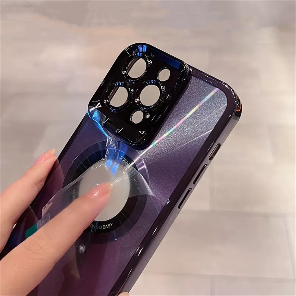 Iphone 14 pro max Case Kamera Perlindungan Lensa Iphone12 13 pro Max11 Case Metal Magnetic Case Dengan Bracket Tertutup Penuh Shockproof protection Penutup Belakang